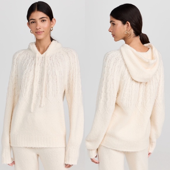 Guest in Residence Cloud Hoodie Cable Knit Sweater Merino Wool Cream Large,New Products : American Fashion Style Bags On Sale